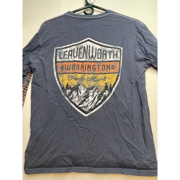 League Leavenworth Washington shirt mens small long sleeve gray blue - Picture 8 of 10